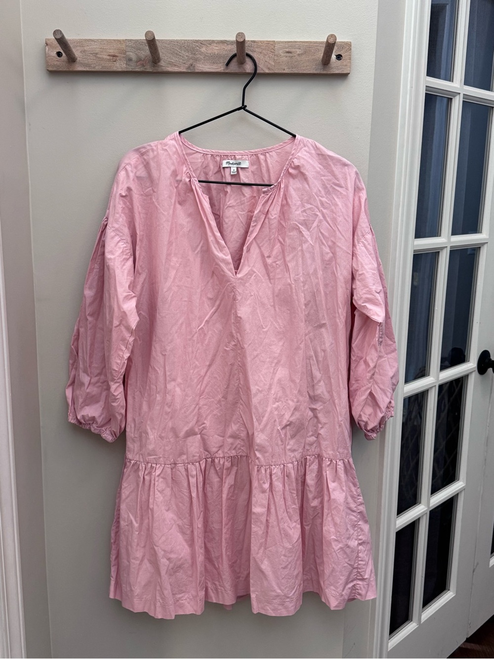 Madewell Cotton Mini Dress V Neck Pink - Picture 2 of 8